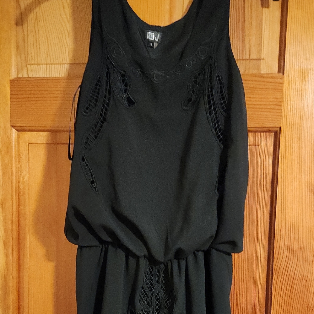 Very J Black Lace Detail Mini Dress
